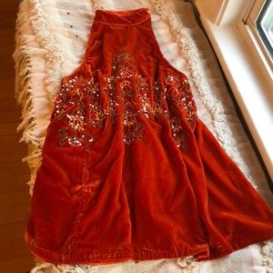 Free people sleeveless velvet trapeze dress